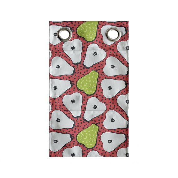 Fruit Hanging Pocket Organizer, Sliced Pears Pattern with Funky Polka Dots, Printed Polyester Storage Bag with Pockets, 9" x 27", Dark Coral Apple Green