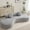 Gray, variant on Curved Sofa with 2 Back Cushions, Soft Back / Offer Comfort for Relaxing Alone