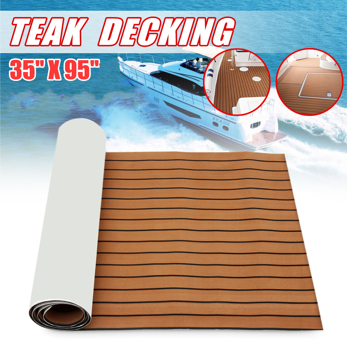 1Pcs 94.5 x35.4 Marine Boat Sheet Teak Decking Boat Flooring Mat 