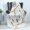 thumbnail image 4 of Tribal Soft Flannel Fleece Throw Blanket, Classic Retro Feathers Hippie Old Culture Artwork, Cozy Plush for Indoor and Outdoor Use, 70" x 90", Multicolor, by Ambesonne, 4 of 5