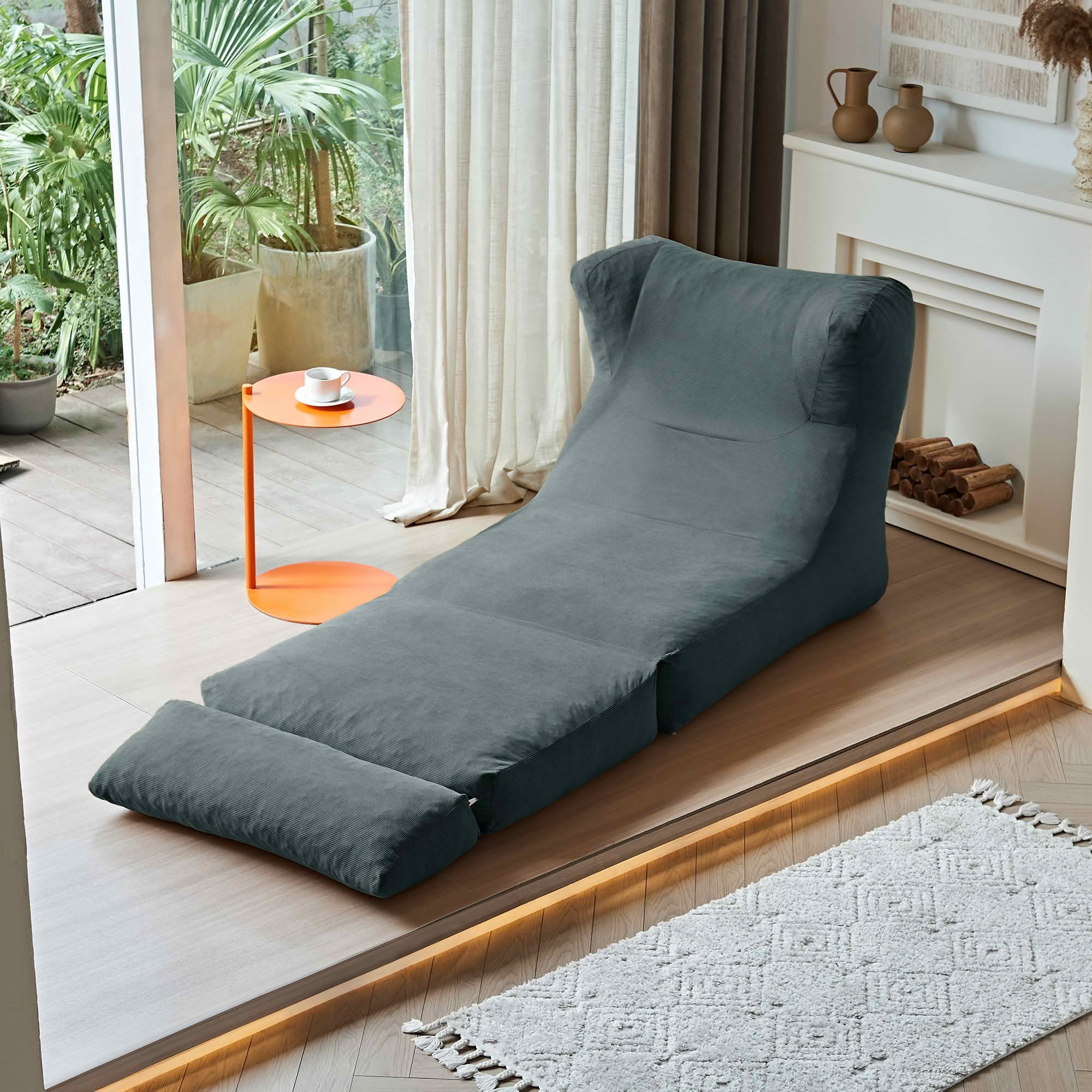 MAYEERTY Cloud Sofa 2-in-1 Foldable Sleeper Chair, Corduroy Washable Cover, High-Density Foam, Compressed Packaging for Small Apartments & Studies，Gray