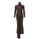thumbnail image 1 of Vestido largo sexy de cuello alto y manga larga para mujer - Vestido de cóctel ajustado con cintura anudada, 95 % poliéster, S-L, 1 of 2