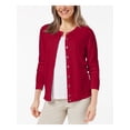 thumbnail image 5 of KAREN SCOTT Womens Maroon Cotton Blend Long Sleeve Crew Neck Wear To Work Button Up Sweater XS, 5 of 5