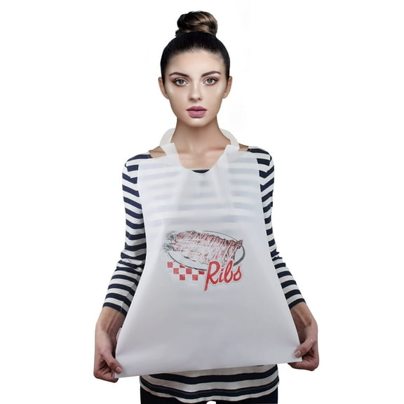 Abc Pack & Supply Disposable Tie Closure Adult Bibs with Ribs Design, 15.5 x 20 Inch, White, 500 Count