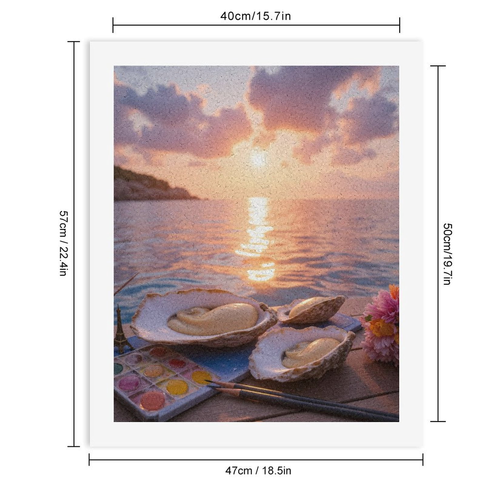 Paint By Numbers Kit for Adults Beginner - Sunset Ocean Art Palette Pearl DIY Canvas Painting Kits for Adults, Frameless Paint By Number for Adults for Home Wall Decor 16x20 Inch