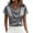 Dark Gray, variant on Womens Summer Tops Satin Cowl Neck Blouse Elegant Short Sleeve Collared Silk Like Work Office Tops