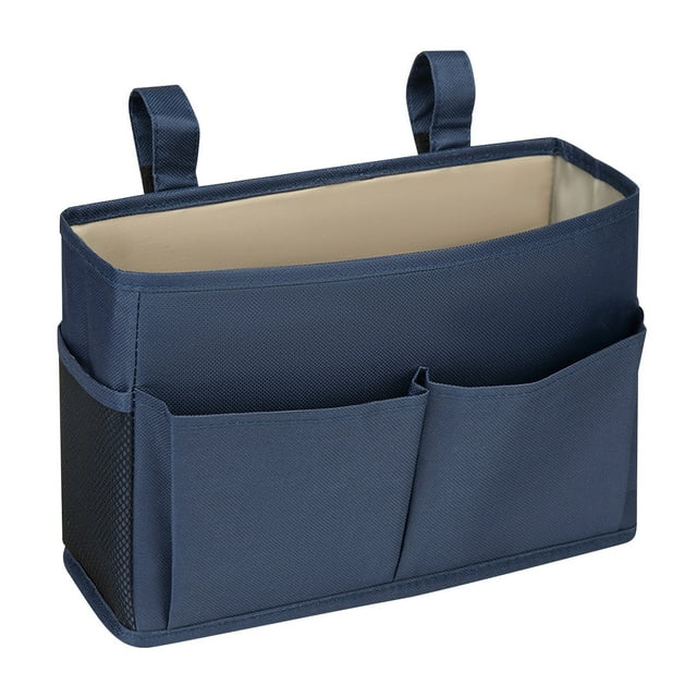 Bolsa organizadora de almacenamiento junto a la noche | Bolsillo colgante de gran capacidad | Poliéster duradero | Encaja en la litera y mesa superior del dormitorio | 11,8" x 4,3" x 7,9" | Lleva