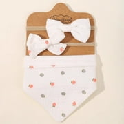 3Pcs/Set Muslin Cotton Print Bib Newborn Bows Headband Triangle Saliva Towel Infant Boy Girl Feeding Burp Baby Hair Accessories 2957-1