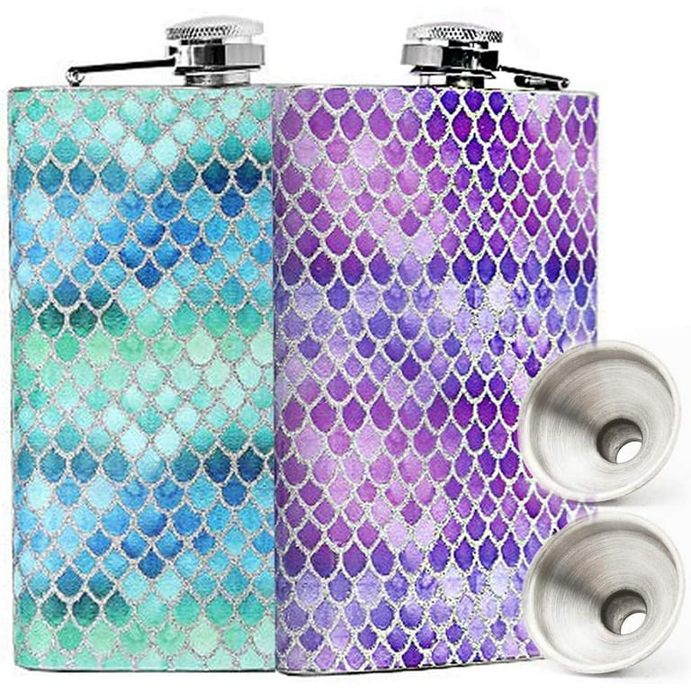 8oz Stainless Steel Hip Flask, Purple