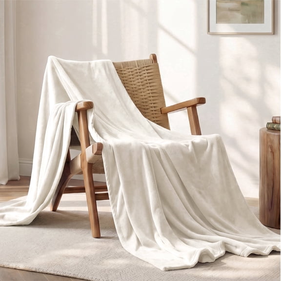U by Bedsure Fleece Blankets Throw Size Cream, 300GSM Lightweight Plush Fuzzy Cozy Soft , 50x60 inches