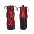 thumbnail image 5 of Unique Bargains Women's Platform Lace Up Chunky Heel Western Combat Boots Red (Size 6.5), 5 of 5