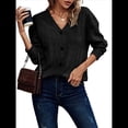 thumbnail image 1 of Camisetas de Larga para Mujer, Blusas Tipo Túnica con Cuello en V, Elegantes, Informales, Acanaladas, Holgadas y Cómodas, para . Negro XL, 1 of 7