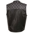 thumbnail image 2 of Milwaukee Leather MLM3525 Men's Black 'Paisley' Accented White Stitching Leather Vest – w/Armhole Trim Open Collar Design 5X-Large, 2 of 9
