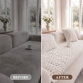 thumbnail image 5 of Nalqet 27.6×47.2 inch Plush Sofa Slipcovers Honeycomb Pattern for 2 Cushion Couches – Washable Fuzzy Non Slip Furniture Protector Couch Cover for Pets and Dogs Cats, Beige White, 5 of 8