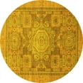thumbnail image 1 of Ahgly Company Machine Washable Indoor Round Abstract Yellow Modern Area Rugs, 8' Round, 1 of 4