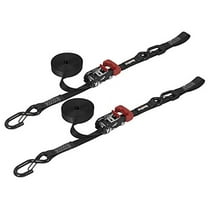 SpeedStrap 1" x 15' Heavy Duty Ratchet Strap Tie Downs with Snap 'S' Hooks and Soft Tie - 2 Straps (Black)