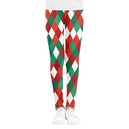 

Caitzr Kid Girl Wrap Pants Thickened Frosted Fleece Christmas Printed Sports Casual Warm Winter Leggings