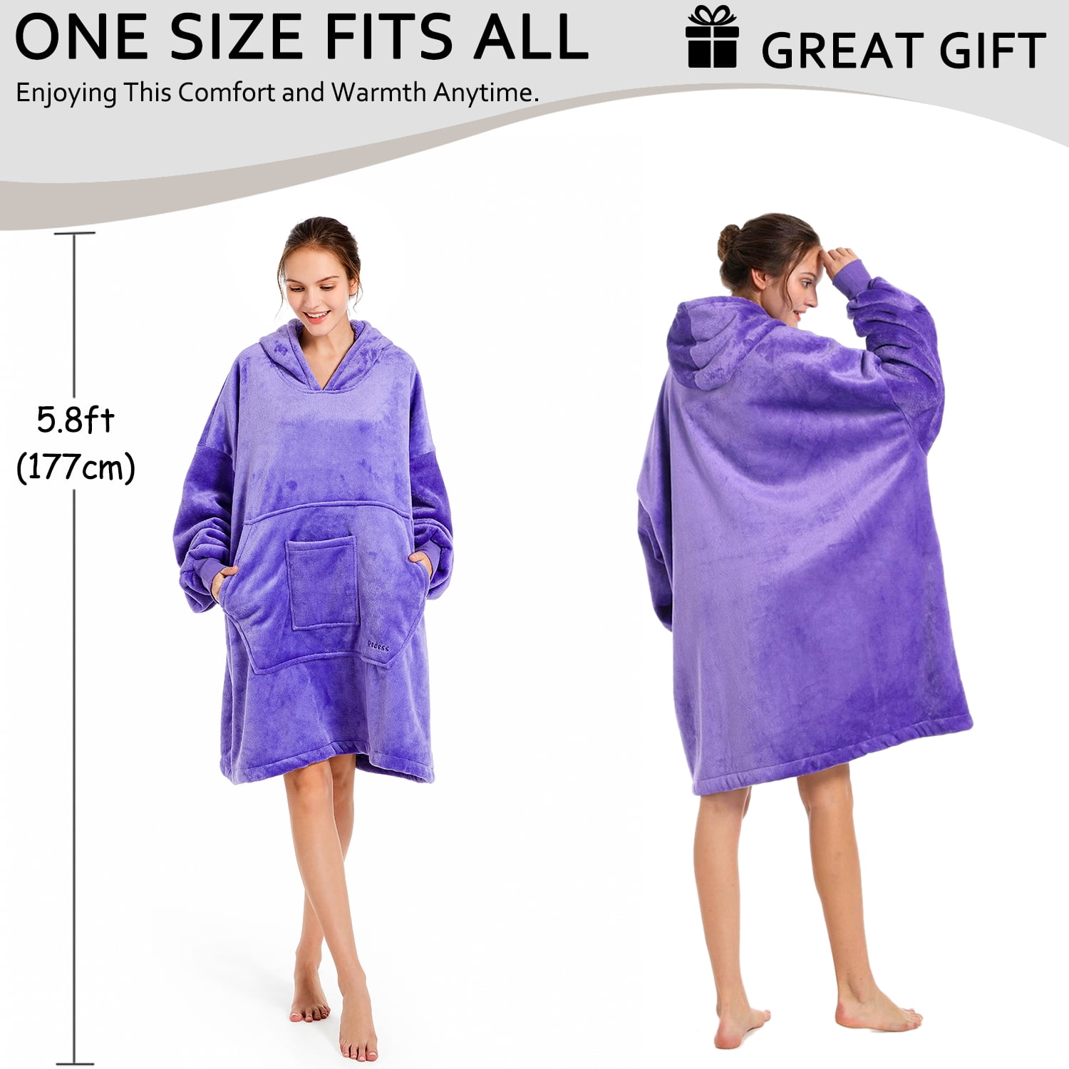REDESS Wearable Blanket Hoodie, Oversized Blanket Hoodie Sweatshirt for Adults Women Men