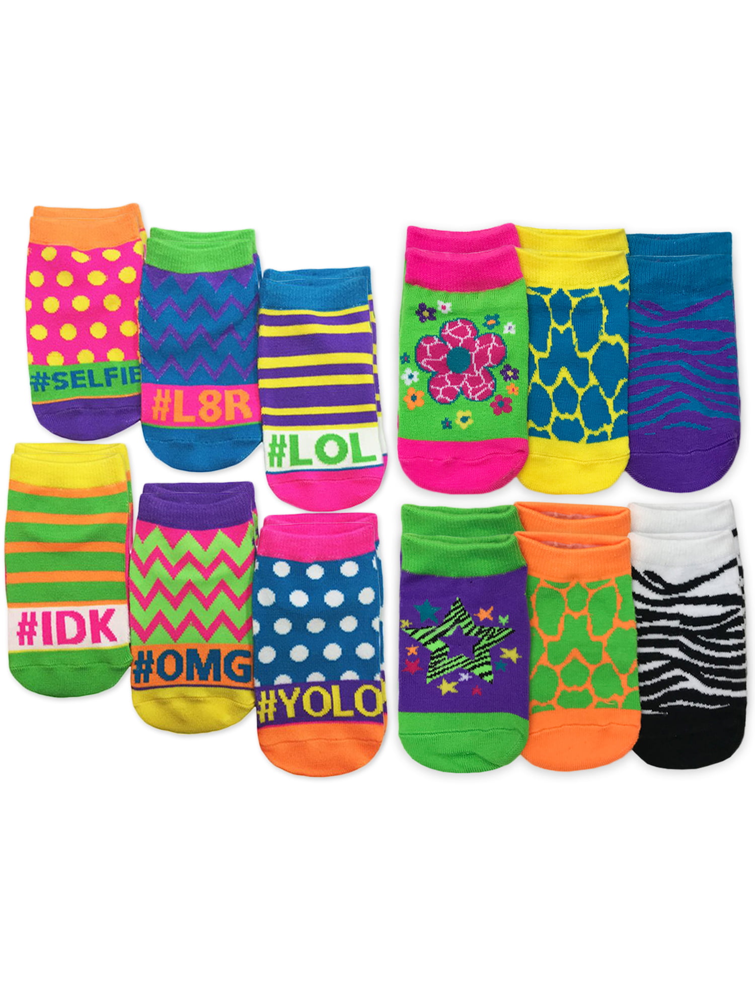 Toddler Girls Circo Brand 6 pack colorful Sparkle Crew Socks Size 12-24M 