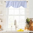 thumbnail image 3 of Blue Grid Tie Up Valance Curtains for Windows, Kitchen Curtains Window Treatments, Checkered Plaid Gingham Lattice Trellis Print Short Window Shades Valances for Bedroom Bathroom Cafe 42"x12", 3 of 8