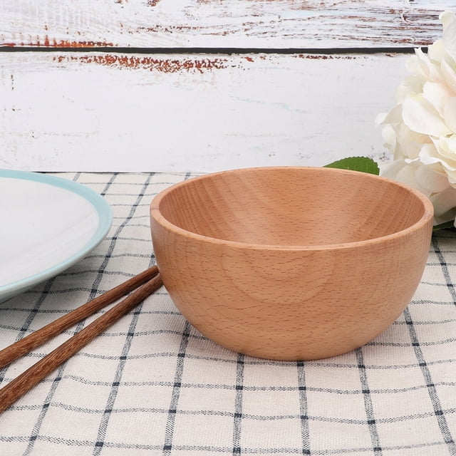 Round Wooden Bowl, Exquisite Handmade, , Kitchen Utensil for Salad, Soup, Rice