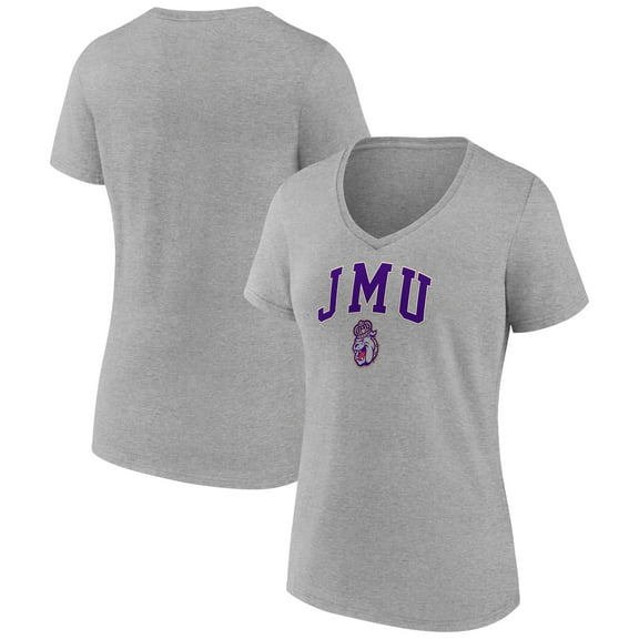 Women's Gray James Madison Dukes Campus V-Neck T-Shirt