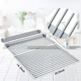 thumbnail image 2 of Roll Up Dish Drying Rack Multi-Purpose Roll-Up Over The Sink Dish Rack Dish Drying Rack Silicone Coated Stainless Steel Dish Drainers Kitchen Drainer Rack for Cups Vegetables Fruits, 2 of 7