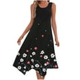 thumbnail image 2 of Cagogo Women Summer Tank Dress Flowy Aline Swing Sleeveless Trendy Beach Vacation Dress Floral Printed Asymmetric Hem Plus Size Bohemian Tshirt Church Graduation Dress, 2 of 7