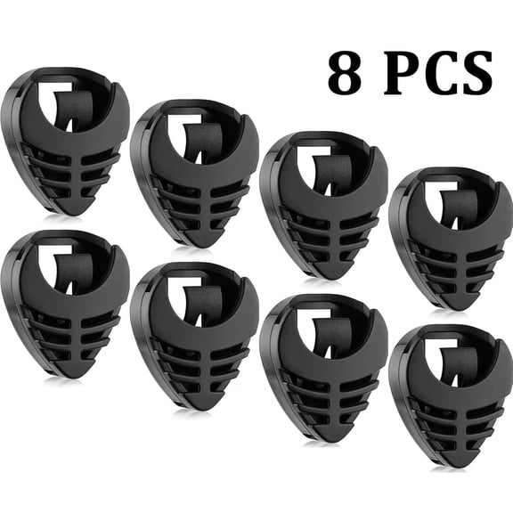 OFEFE 8 Pieces Pick Holder Stick-on Guitar Pick Holder Black Plastic Easy to Paste on The Guitar with Adhesive Back and Spring Guitar Accessories