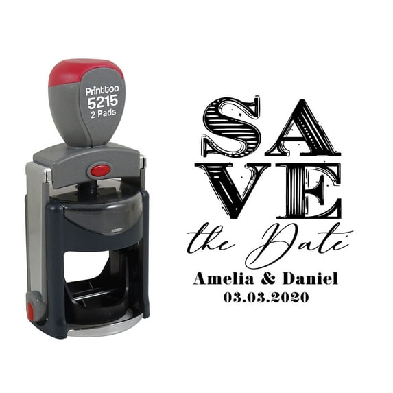 Printtoo Roound Personalized Black Self Inking Save The Date Stamp Custom Wedding Rubber Stamper-45 mm