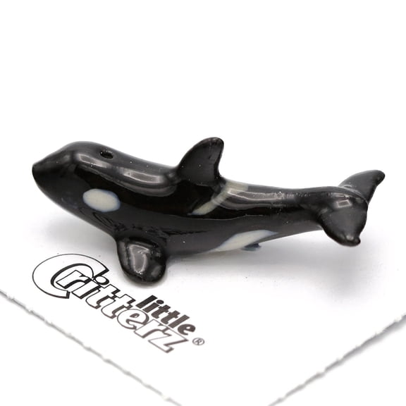 Little Critterz Orca “Seawolf” Miniature Porcelain Figurine, Hand-Painted Collectible Killer Whale Animal Statue, Ocean Wildlife Home Décor Display Piece, Gift for Marine Life Lovers