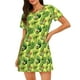 thumbnail image 1 of Balery Kiwi and Avocado Camisón de manga corta con cuello redondo para mujer, cómodo y elegante., 1 of 6