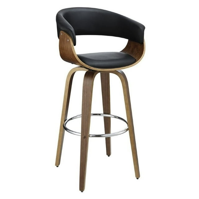Coaster Upholstered Bar Stool in Black and Walnut