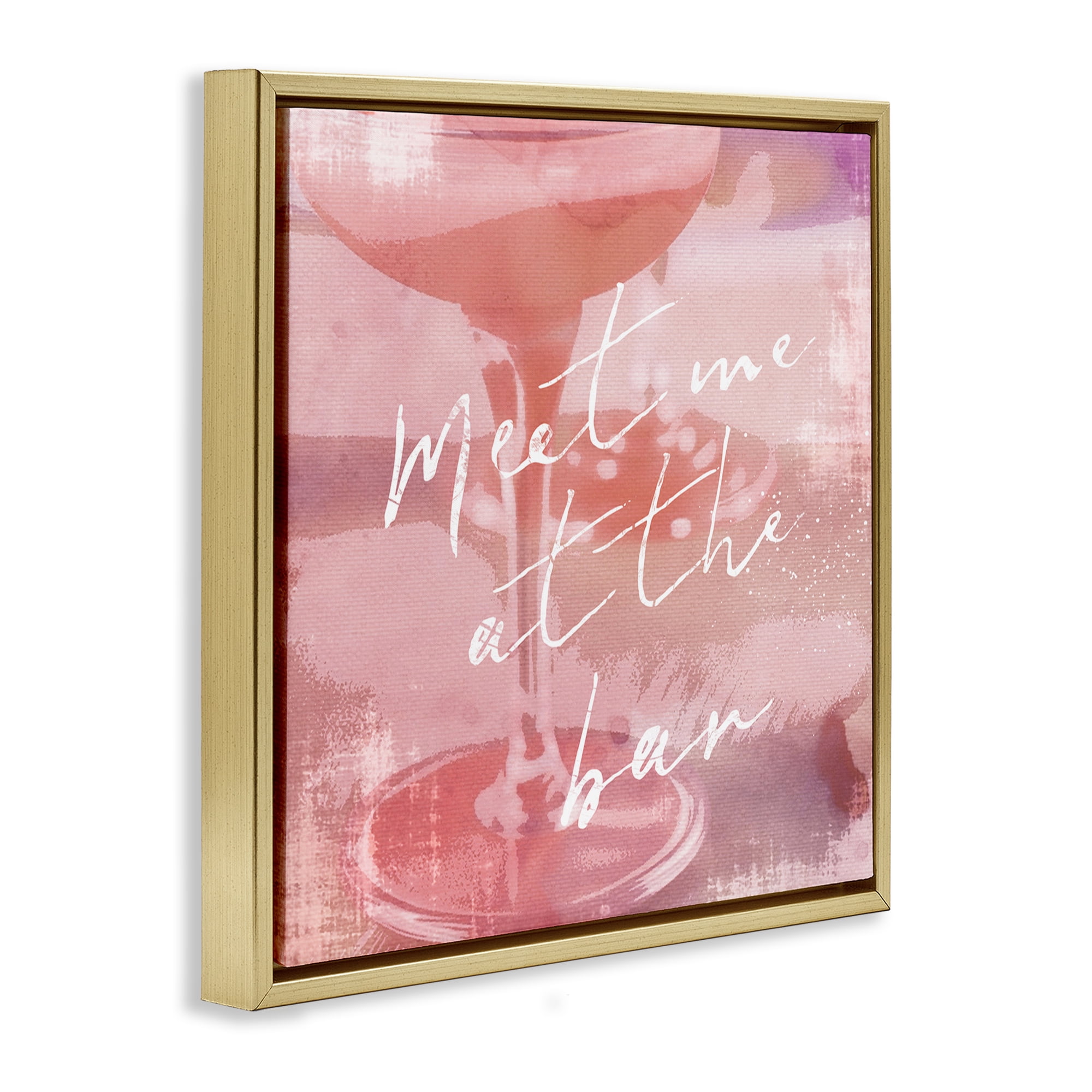 Stupell Industries Meet Me at Bar Martini Food & Beverage Painting Gold Floater Framed Canvas Art Print Wall Art, 18 x 18