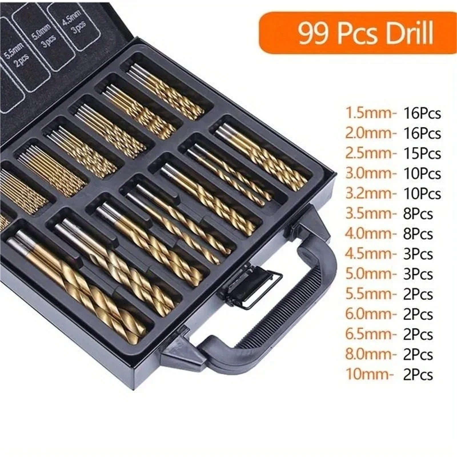 99Pcs Drill Bit Set High-Speed Steel Drill Bits For Steel Plate Wood Plastic Metal Copper Alloy Woodworking Hole Opener ,Safety and Durable