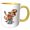 Yellow/White, variant on 3drose, Funny Foolish Tourist Taking Selfie with T-rex Dinosaur Satire Cartoon, 15oz Two-tone Black Mug