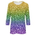 thumbnail image 5 of Xdegoge Mardi Gras Tops for Women Plus Size Crewnceck 3/4 Sleeve Top Celebratory Carnival Attire Whimsical Print Funny Pullovers, 5 of 5