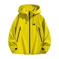 thumbnail image 4 of Mens Lightweight Waterproof Jacket Windproof Rain Hooded Hiking Jackets Color: Yellow Size: XXXL, 4 of 7