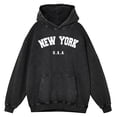 thumbnail image 2 of Sudadera con capucha para hombre, estilo retro, desgastado, lavado, estilo urbano de EE. UU., Nueva York, EE. UU., otoño, estilo hip hop, informal, 100 % algodón, 2 of 4