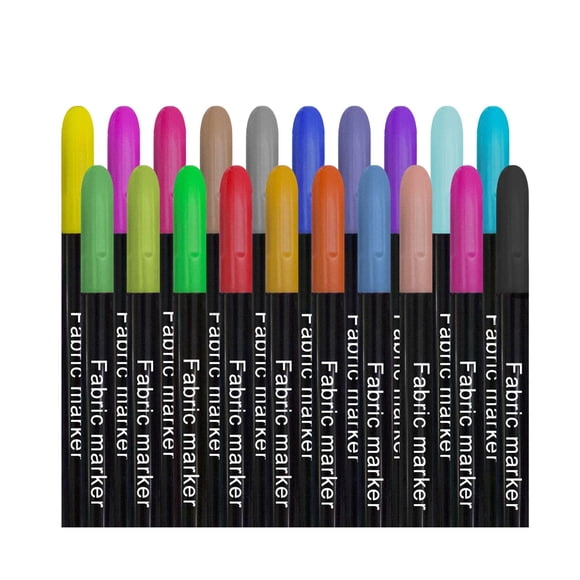 20 Color Fabric Markers Pens Crafts Permanent for Shirts Handbags