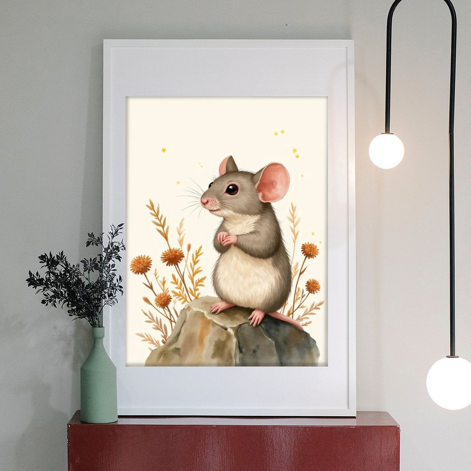 Diamond Art Kit for Adults, Cute Mouse On Rock With Flowers Diamond Painting for Adults Beginners, DIY Diamond Art Painting Kits, 5D Diamond Painting Crafts for Home Decor 12x16 Frameless