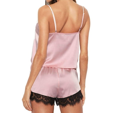 

Awoscut Womens Satin Lace Pyjamas Set