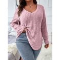 thumbnail image 5 of Women'S Plus Size Casual Knitted V-Neck Long Sleeve Sweater Light Pink XXXL, 5 of 6