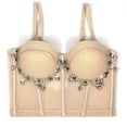 thumbnail image 5 of Women's Rhinestone Tassel Corset Top, Spaghetti Straps Sexy Underwire Bustier Halloween Camisoles Tops, 5 of 8