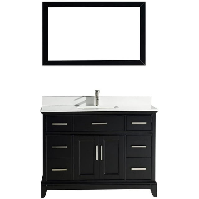 Vanity Art 48" Single Sink Bathroom Vanity Set with Engineered Marble Top and Free Mirror