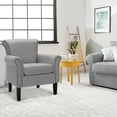 thumbnail image 3 of Costway Modern Polyester Sponge Wood Tension Spring Colorblock Accent Chairs, Light Gray (Set of 2), 3 of 8