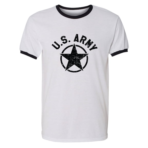 U.S. Army Vintage Arch Logo with black ink Adult Short Sleeve Ringer T-shirt