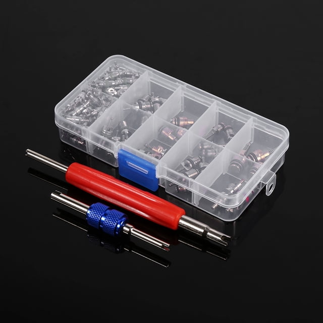 Kit De Herramientas De Núcleo De Válvula Air Acondicionamiento R12 R134A CAR AC Accesorios Con 100 Núcleos De Válvulas Y 2 Herramientas De Quiebra