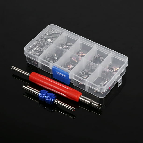 Kit De Herramientas De Núcleo De Válvula Air Acondicionamiento R12 R134A CAR AC Accesorios Con 100 Núcleos De Válvulas Y 2 Herramientas De Quiebra