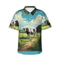 thumbnail image 1 of Balery Prairie Pasture Cow Camisas hawaianas de manga corta para hombre, camisas playeras de corte holgado, camisas de vacaciones con botones,Large, 1 of 7